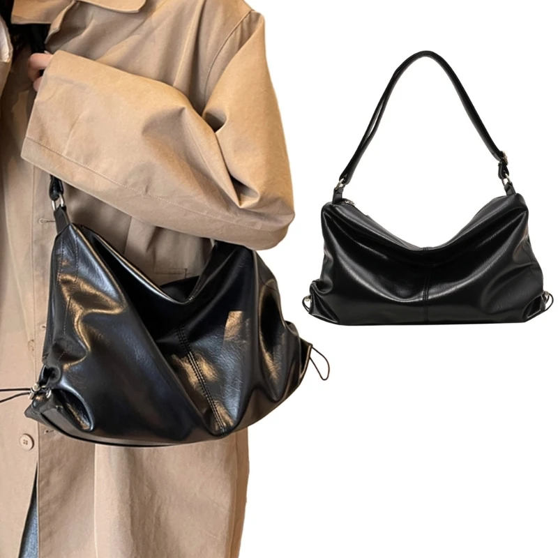 

M6CC Functional & Stylish Work Bag Practical PU Pleated Satchels Tote for Commuters