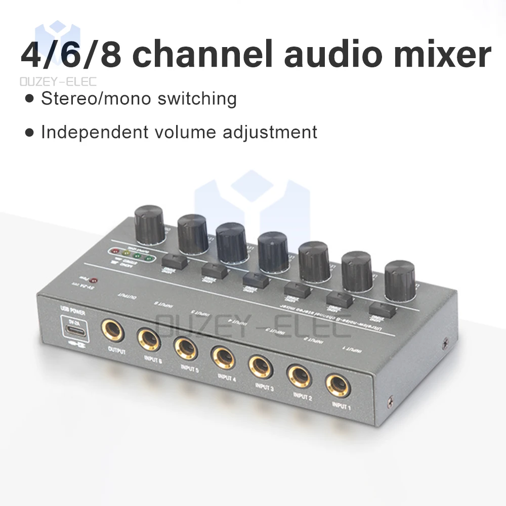 Aggiornamento Dx400/600/800 Ultra Basso Rumore 4/6/8 Canali Line Mixer Mini Sound Mixer Alimentatore Dc5V Facile Funzionamento Audios Mixer