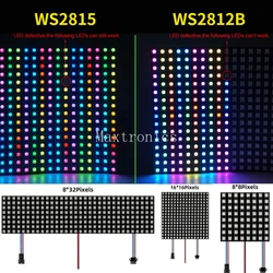 DC5/12V WS2815 WS2812B Matrix Panel Screen Digital Flexible LED Pixel Programmed Individually Addressable Full Color Display