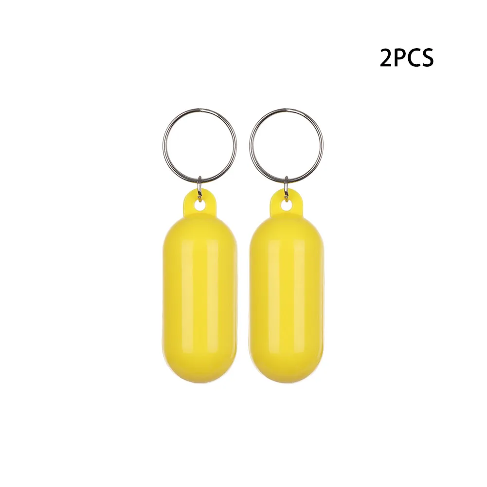 2pcs Floating Keyring Fender Buoyant Key Ring Marine Sailing Boat Float Keychain Yellow/White ABS High Visibility Accessories