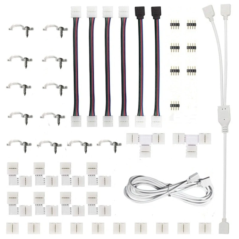 

47 Pcs 4 Pin for T&L RGB LED Light Strips Connector Gapless Solderless Adapter Connectors Terminal Extension 85WC