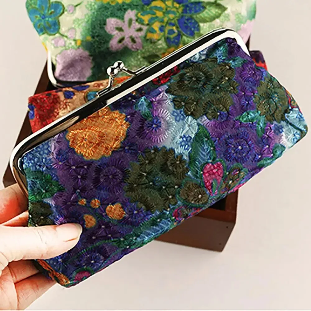 New Weave Cloth Embroidered Fabric Wallet Dacron Handheld Wallet Long
