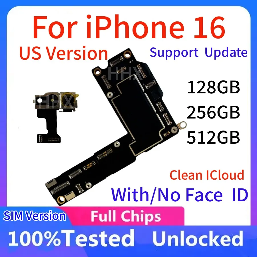 For iPhone16 16Pro 16ProMax Motherboard With Face ID SIM