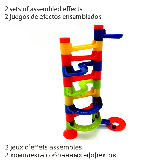 Children Marble Run Building Blocks Toy DIY Maze Race Ball Game Education Construction Toys Free Matching Accessories For Kids 2