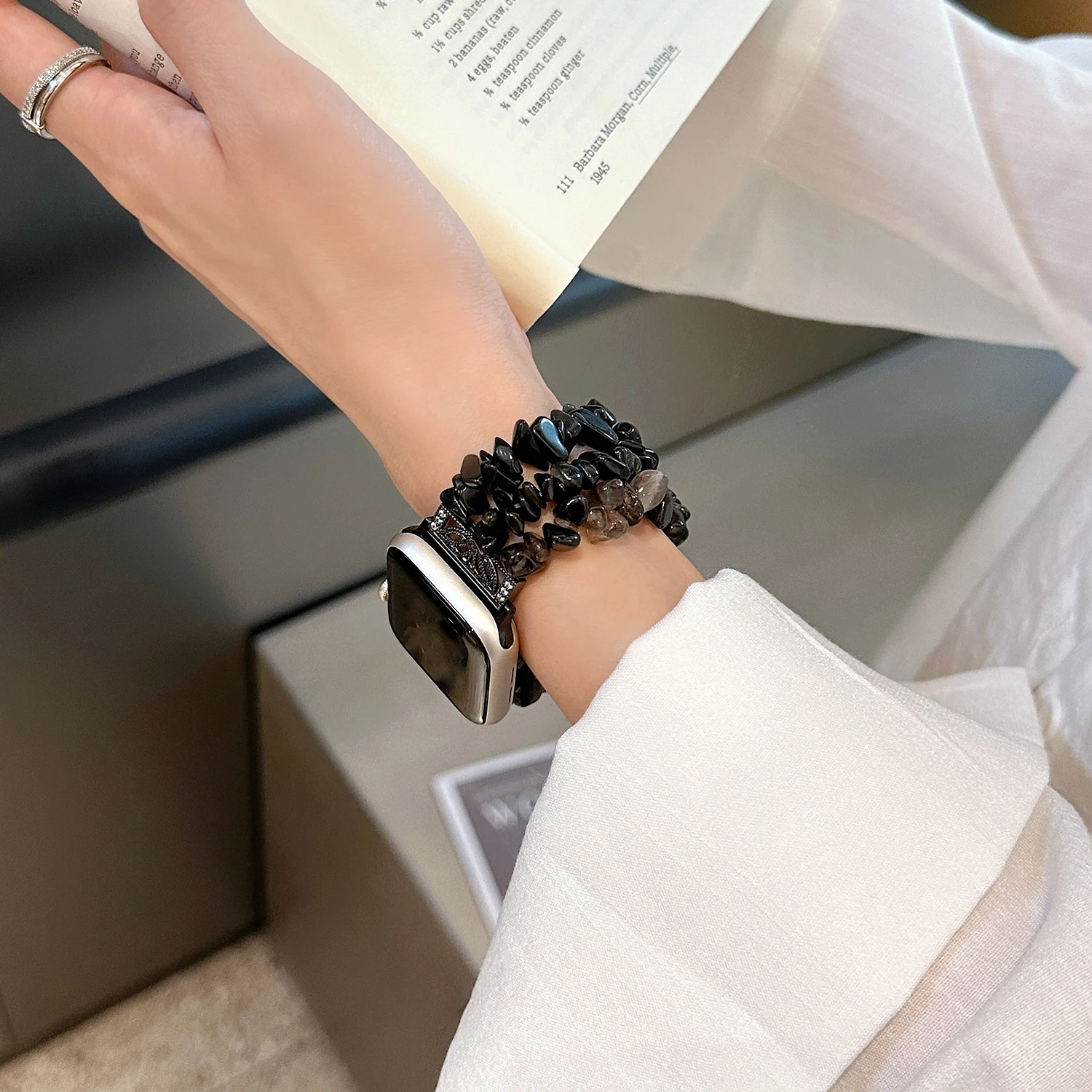 2025 Sommer-Kristallstein-Armband für Apple Watch 46/45/44/42/41/40/38 Ultra unregelmäßiges Rohsteinarmband für iwatch 10 9 8 7 6 5 4 – Detail 12