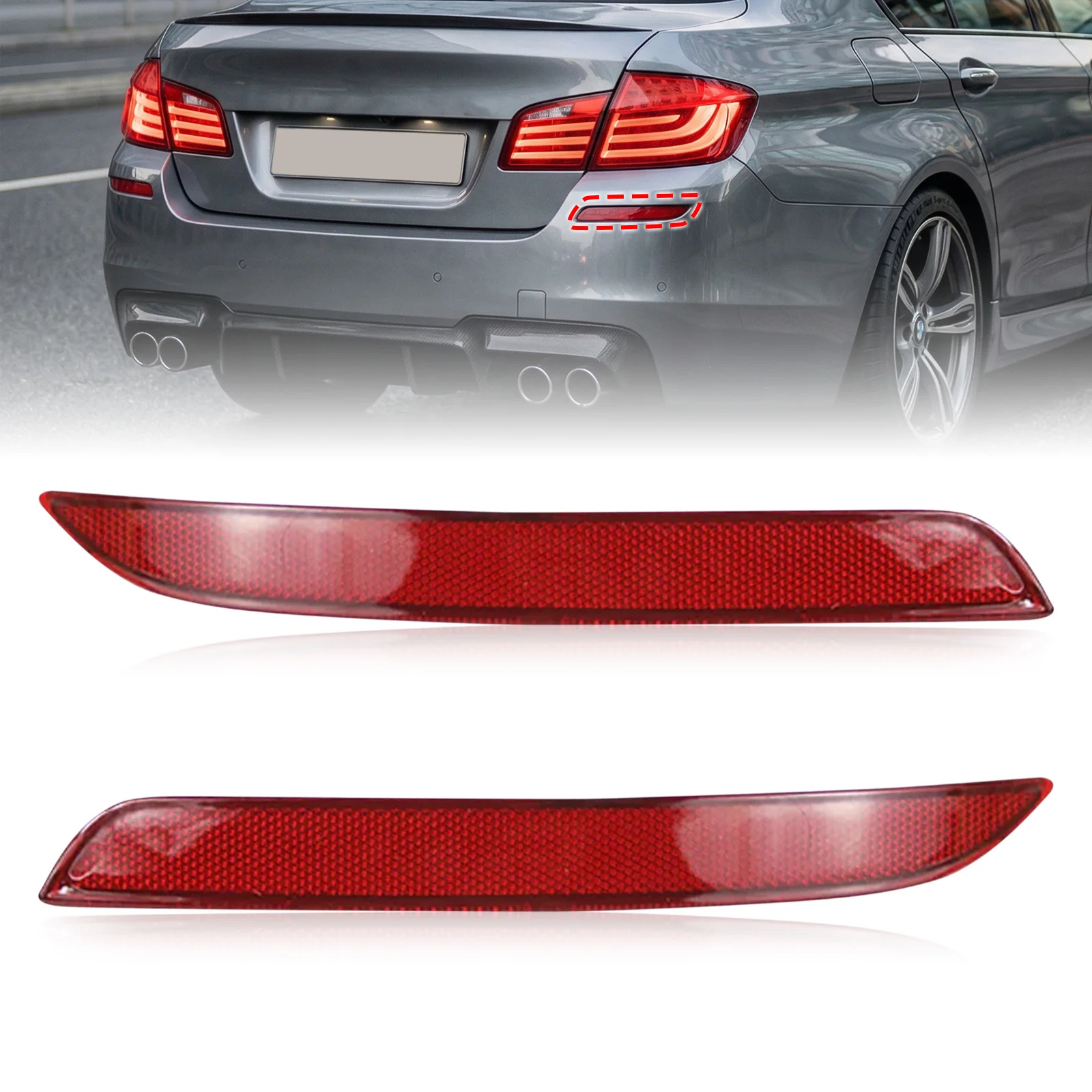 63147842955 63147842956 2011-2016 BMW F10 F11 F18 M-Tech 또는 M-Sport 리어 범퍼 반사경 램프 렌즈 자동차 액세서리