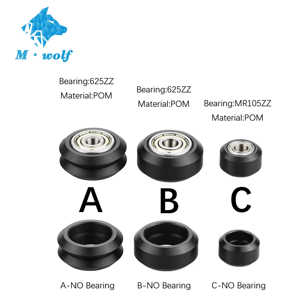 

10pcs CNC Openbuilds Plastic wheel POM with 625zz MR105zz Idler Pulley Gear Passive Round Wheel Perlin Wheel V type for V-Slot