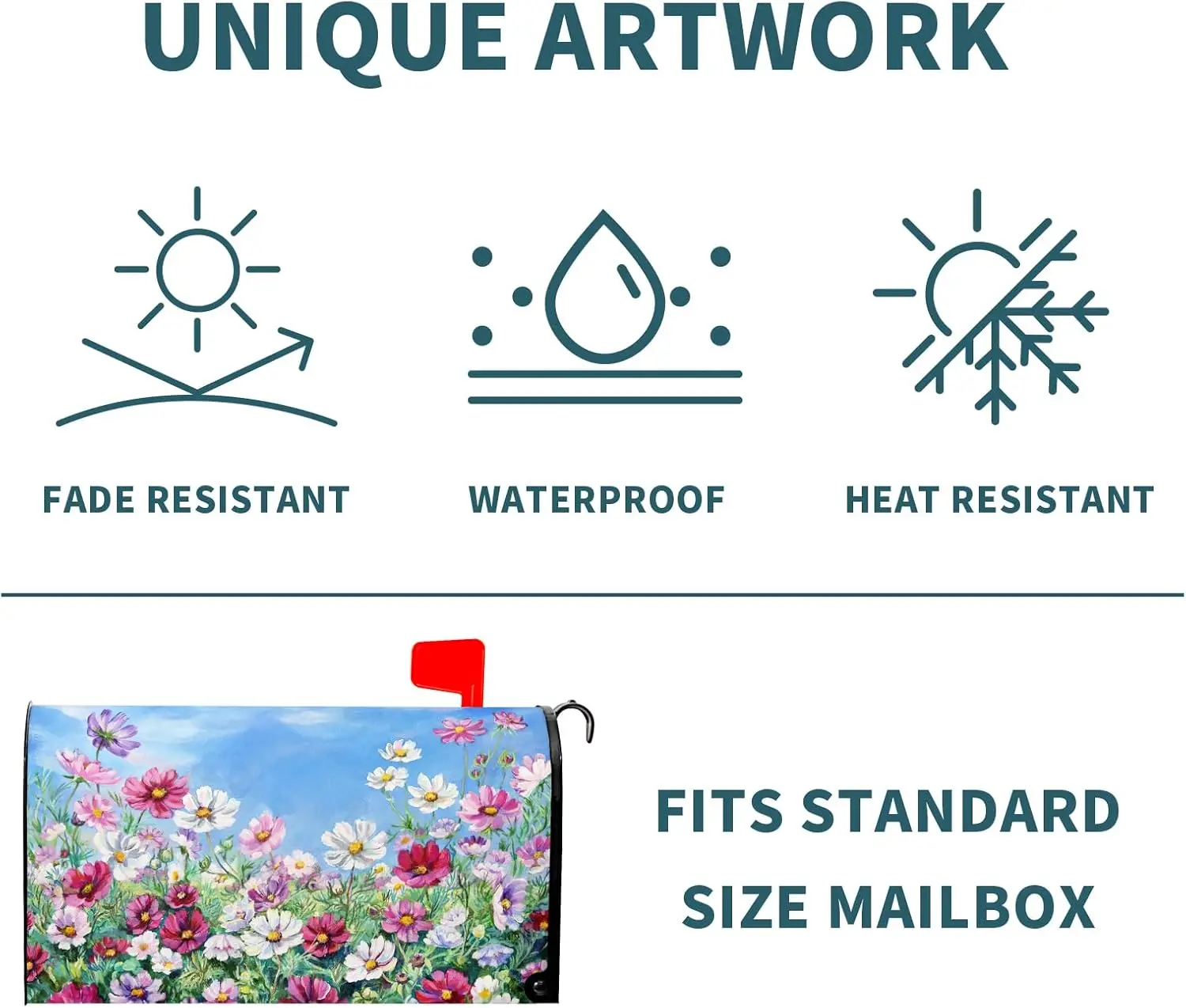 Spring Flowers Mailbox Cover Magnetic Standard Size 21" x 18" Colorful Wildflowers Mailbox Covers Magnetic Spring Summer Floral