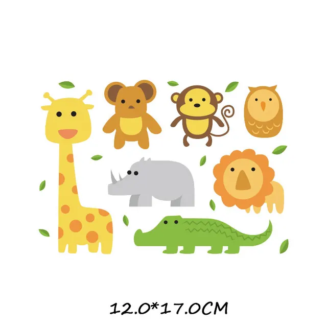 Cartoon Animal Patch Set Iron on Transfer Cute Unicorn Cat Owl Dog Flower Patches for Kids Girl Clothing T-shirt DIY Heat Press 872