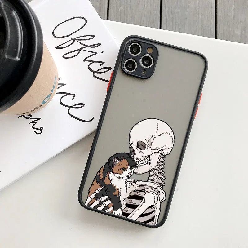 Luxuriöse Lustige Niedliche Skelett-Totenkopf-Katzen-Hülle für iPhone X XS XR 17 Pro Max 16 15 14 13 12 11 Pro Max Plus Stoßfeste Rückseite – Detail 9