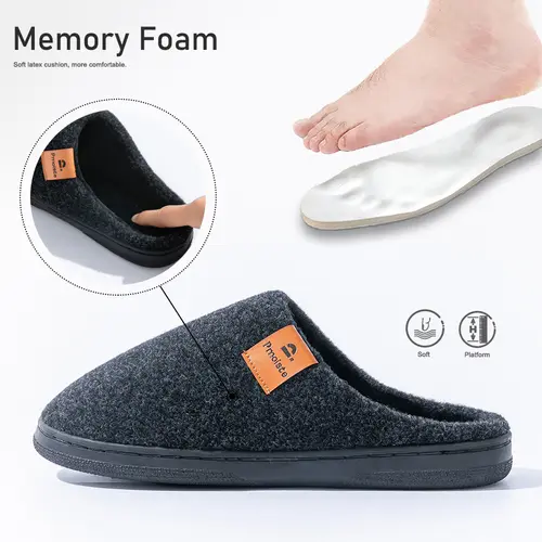 Winter Men Felt Platform  House Slippers Ultra Warm Cushion   Cozy Living Non-Slip TPR Outdoor Indoor House - Image 2
