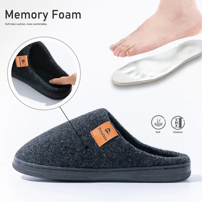 Winter Men Felt Platform  House Slippers Ultra Warm Cushion   Cozy Living Non-Slip TPR Outdoor Indoor House - Image 2