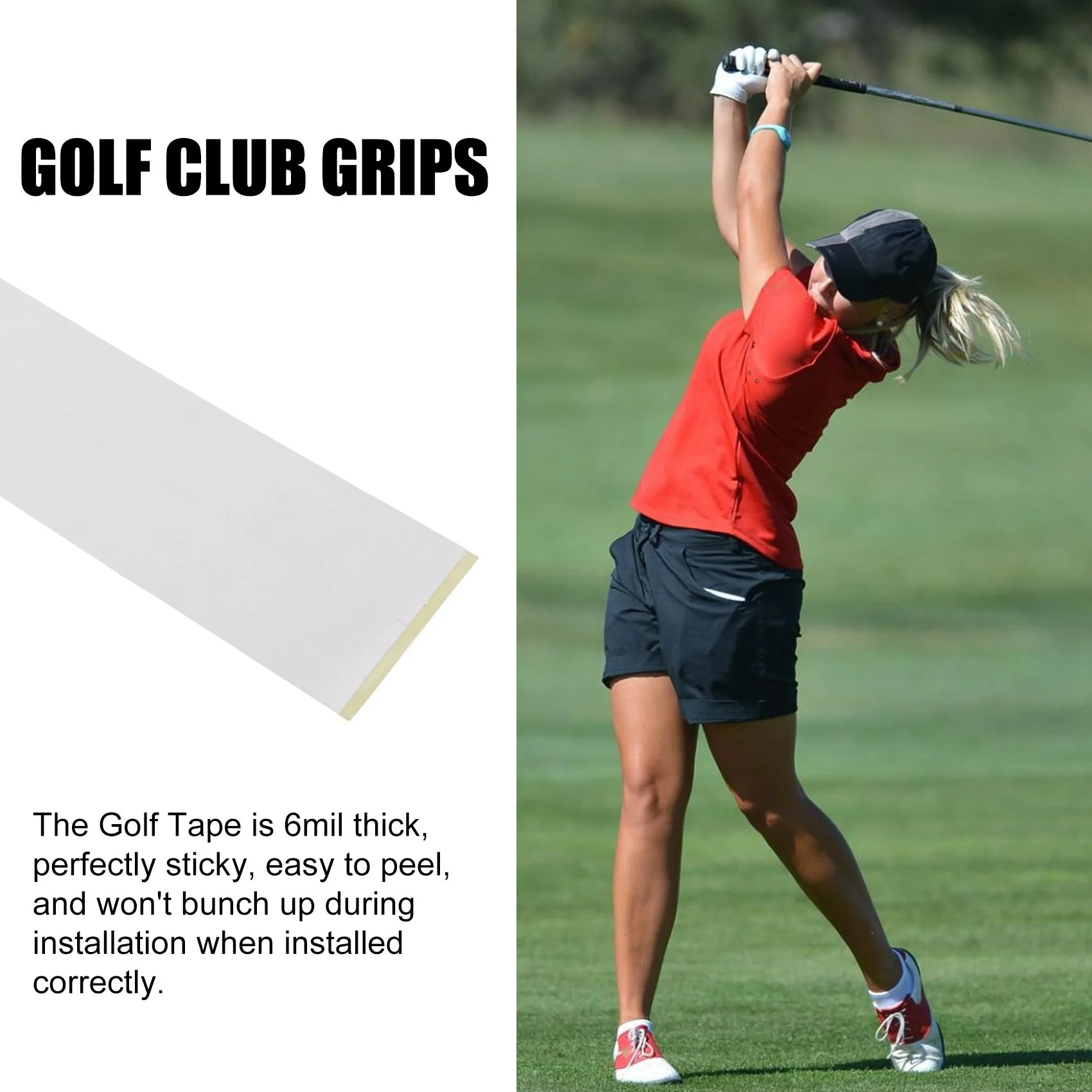 RTSHE-Golf Grip Tape Solvent Activated Double Sided Adhesive Strips For Regripping Golf Clubs Wood Hybrid Iron Wedge Putter