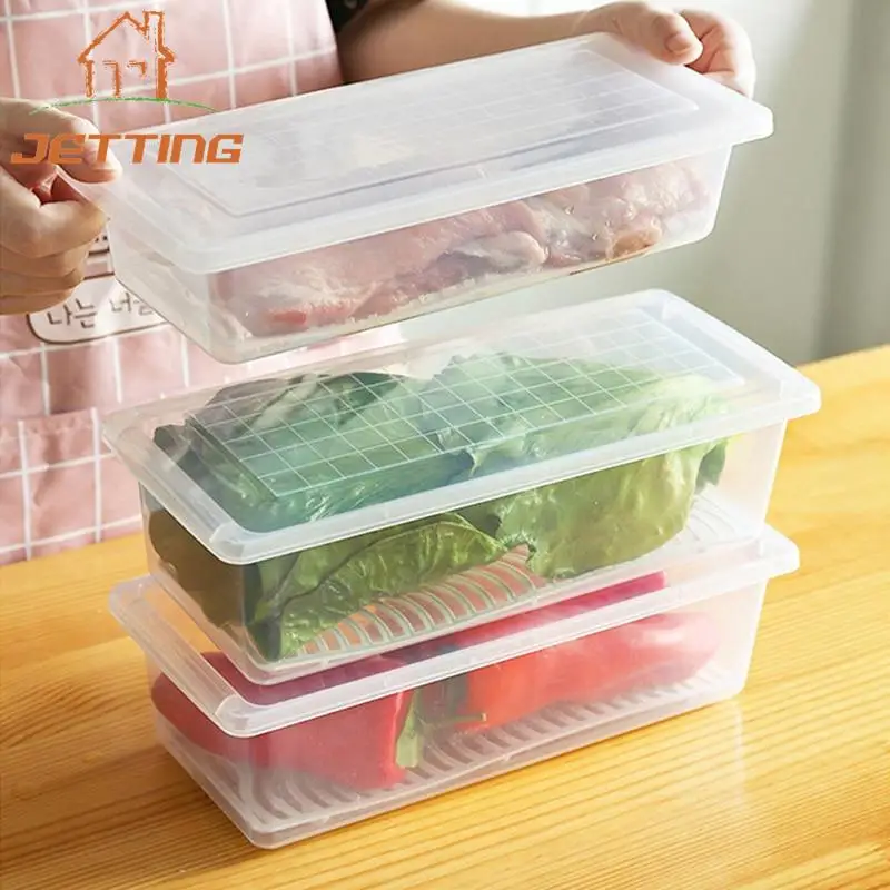 1pc Kitchen Fridge Storage Box For Fish Meat, With Lid, Plastic Rectangle Freezer  Container To Keep Food Fresh And Drain Water