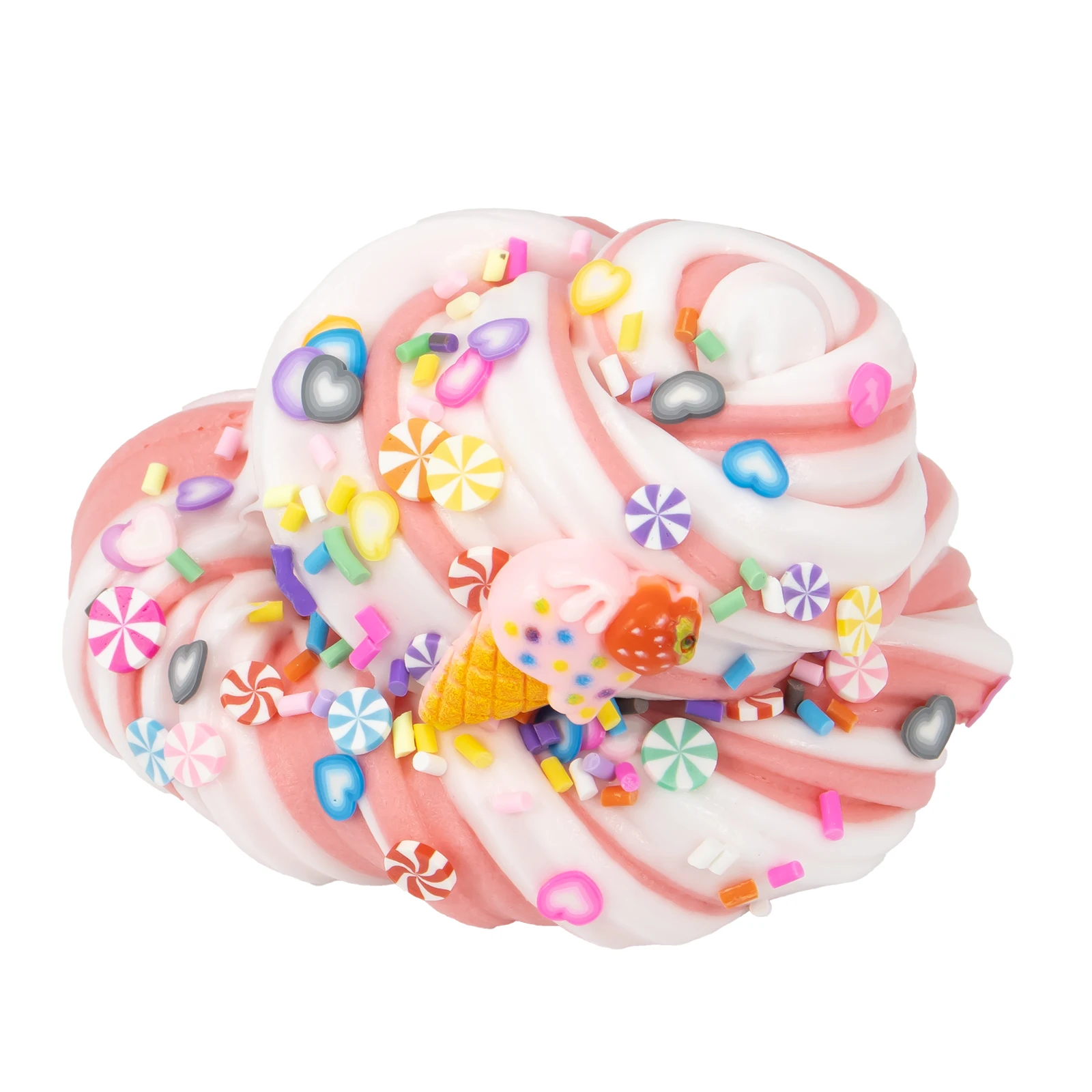 70ml DIY Fluffy Bicolor Slime Butter Slime Kit with Lollipop & Ice Cream Charms - Fun Christmas Gift Party Favor for Boys Girls 6