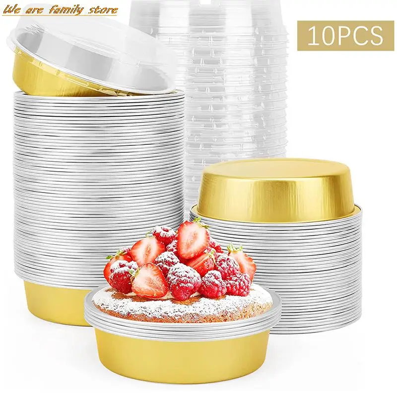 NEW 10Pcs 35ml Round Aluminum Foil Baking Mini Cake Pan Baked Cup With