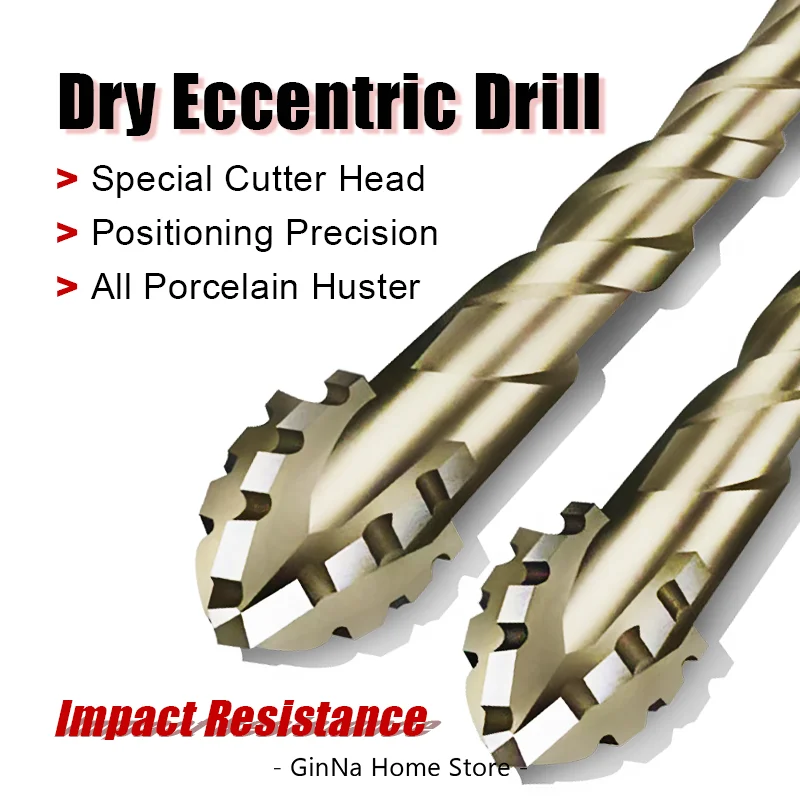 Drill Bit Set Drill Bits Drill Bit Woodworking Drill Woodworking Drill Bits Woodworking Drill Tool Set Woodworking Drill Accessories Four Blades Serrated Eccentric Driller Super Hard Alloy Dry Drilling Bit Precise Positioning For Wood Board Tile Marble Concrete