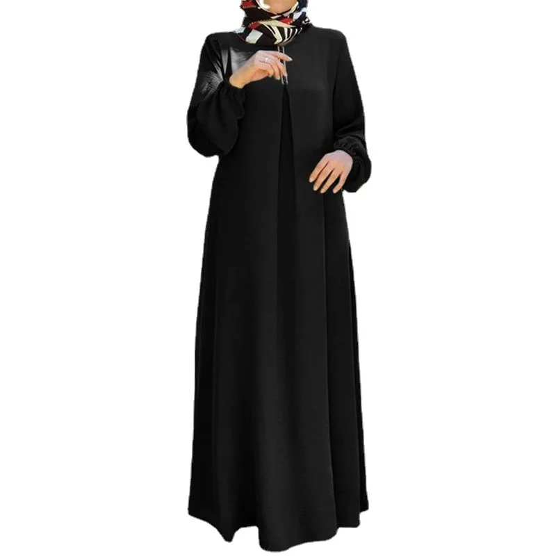 Black Dresses For Muslim Women Long Sleeve Abaya Ramadan Elegant Wear Summer Winter Vintage Loose Comfortable Robe