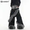 LUZHEN Fake Two Piece Denim Pants Patchwork Fur Worn-out Trendy High Street Luxury American Straight Tube Trousers Male LZ8217 1