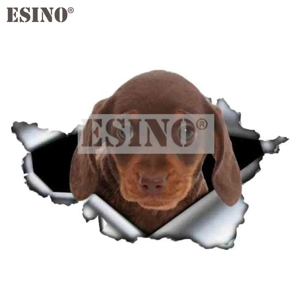 

Car Styling Creative Cool Funny 3D Metal Torn Metal Little Dachshund Dog PVC Car Body Sticker Waterproof Decorative Vinyl Decal