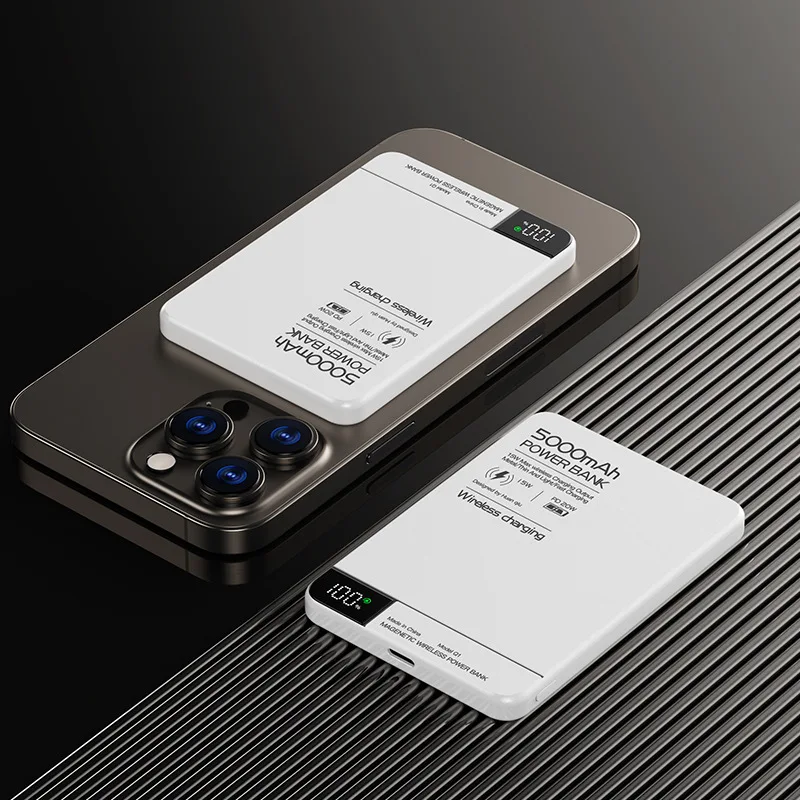 10000mAh 초슬림 자석 무선 파워뱅크 22.5W 고속 충전기 맥세이프 보조 배터리 팩 아이폰 화웨이 삼성용