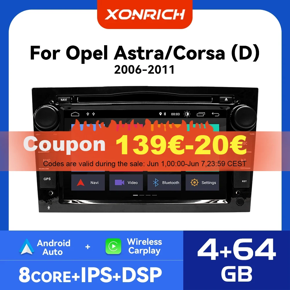 Carplay Android 14 2 Din Car DVD Multimedia For Opel Vectra C Zafira B Corsa D C Astra H G J Meriva Vivaro 4GB Radio DSP RDS IPS