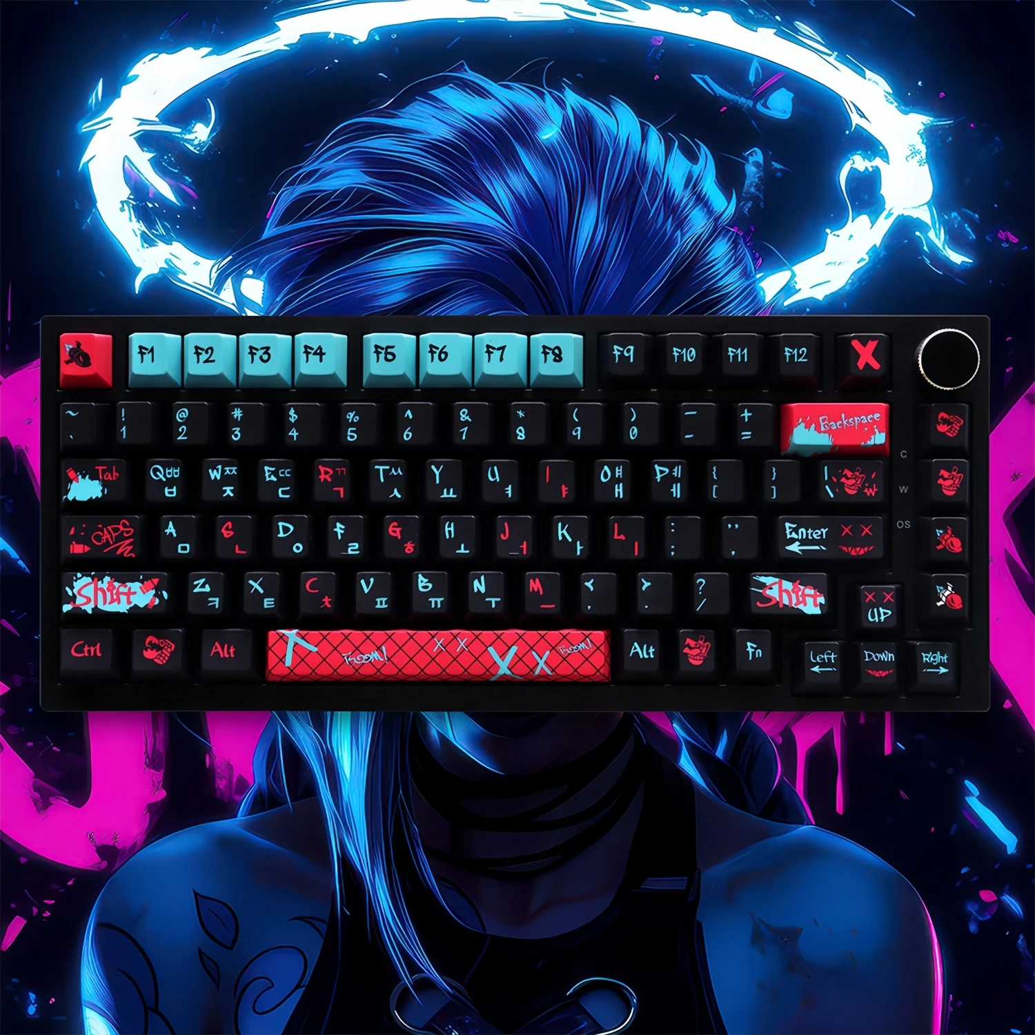 Jinx 스타일 한국어 체리 프로파일 PBT 129 키 GH60/GK61/GK64/84/87/96/104/108/980 기계식 키보드 키캡