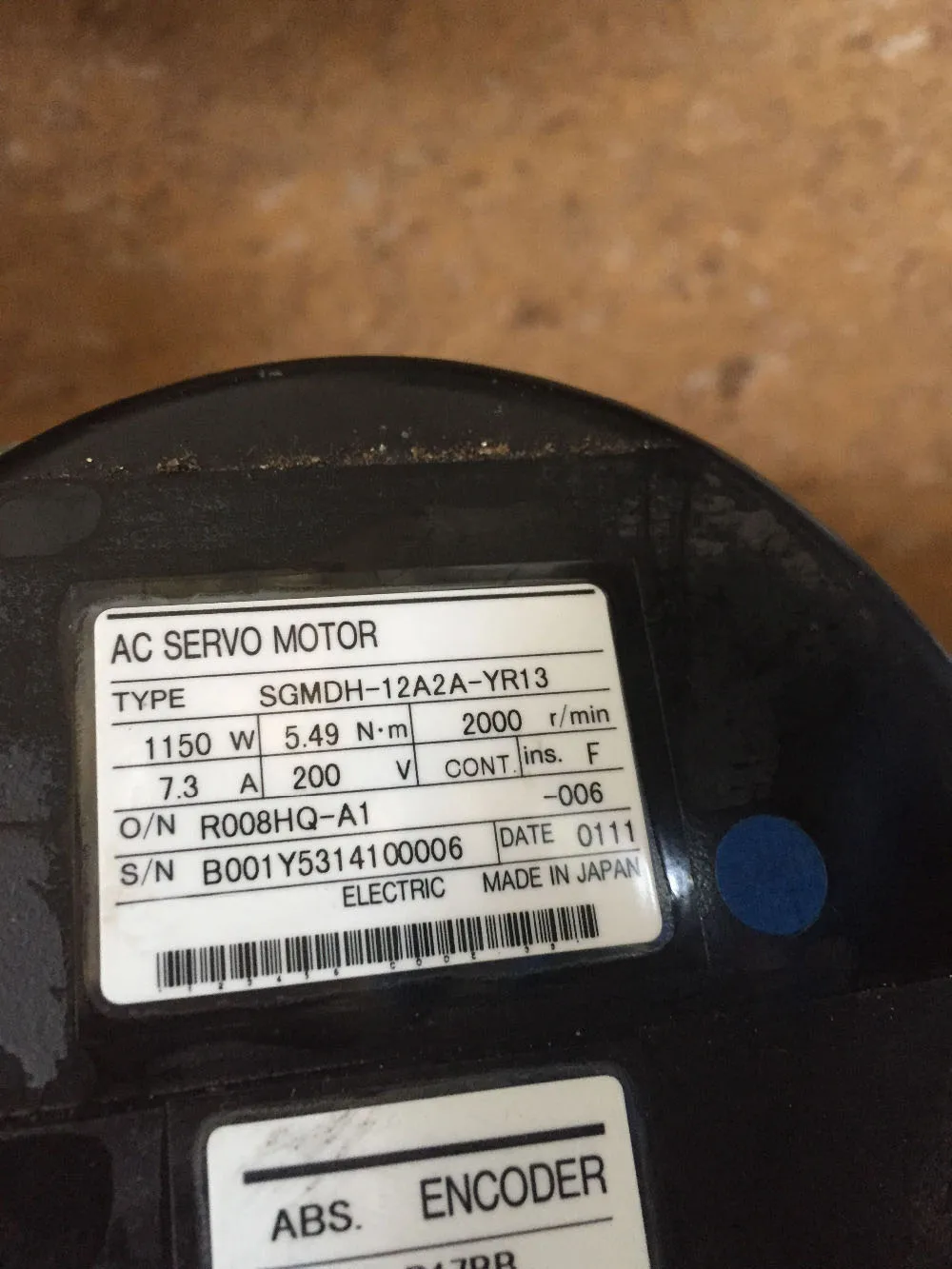 

SGMDH-12A2A-YR13 SERVOMOTOR 1.15KW 200V 7.3A 2000OBR/MIN ID81709