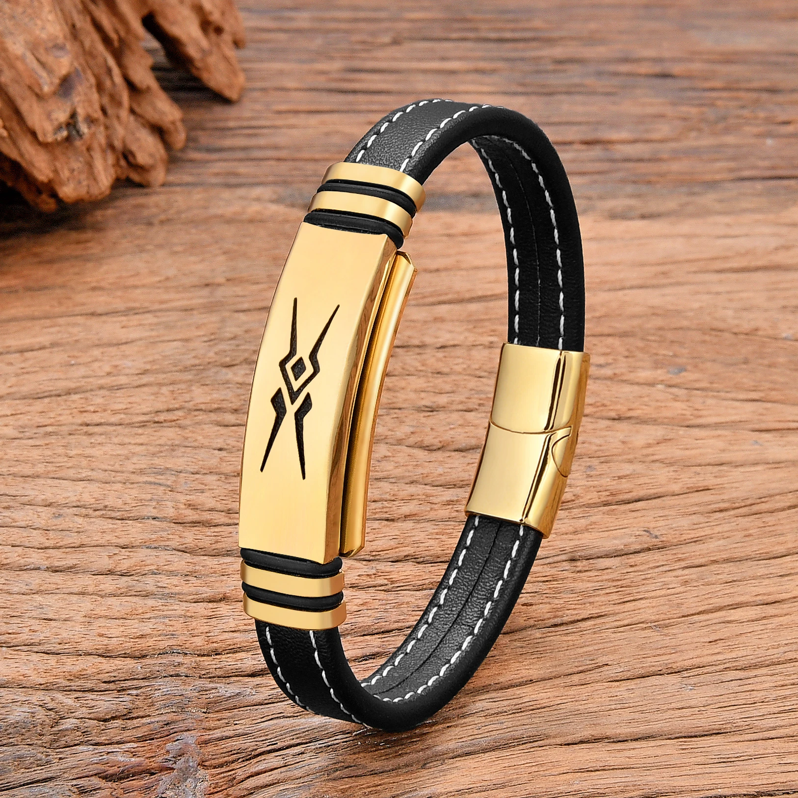 HUIANGLIYG Bracciale Cuoio Uomo,Bracciale da Uomo in Pelle intrecciata con Albero Della Vita, Multistrato, Fatto A Mano, con Chiusura, Bracciale Rigido Vichingo Vintage per La Festa Del Papà, Nero
