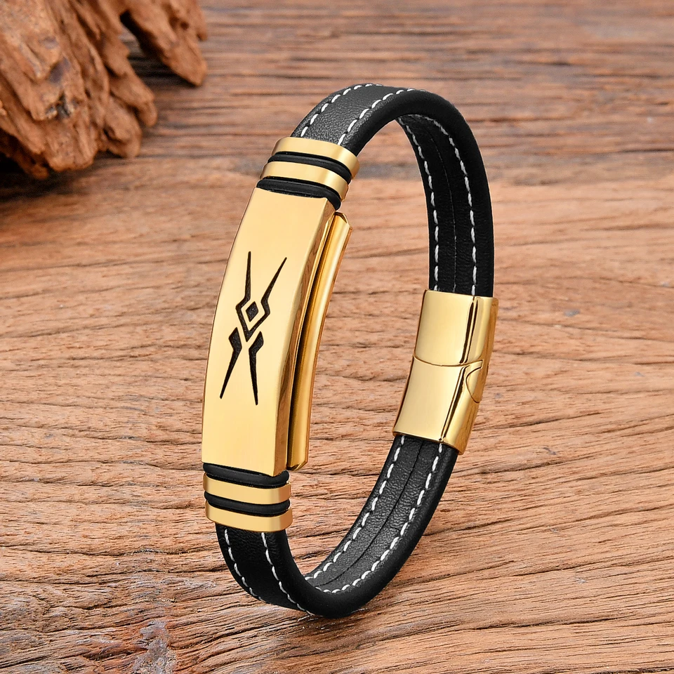 MKENDN Bracciale In Vera Pelle Intrecciata Multistrato Di Marca - Foto 9