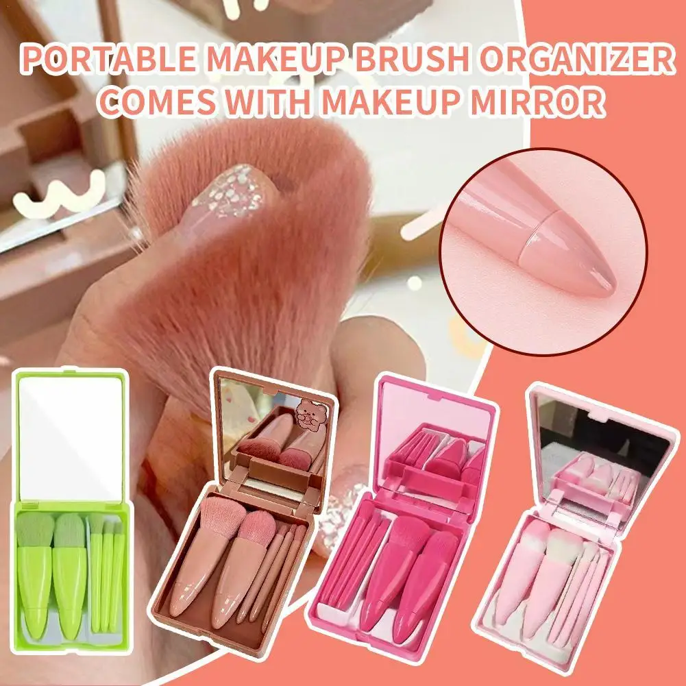 

With Mirror Travel Pack Portable for Beginners Mini 5 Pcs Makeup Brush Set Multifunctional Blush Loose Powder Brush Beauty