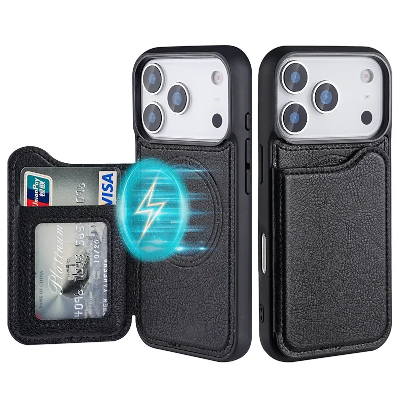 Magsafe Magnetic Flip Leather Wallet Phone Case with Card Holder