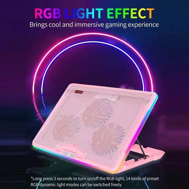 Laptop Cooler RGB Pink Cute Laptop Cooling Bracket Gamer Macbook PC Loptop Fan Cooler Heatsink Stand with RGB Light Effect 7gear mini speaker for laptop