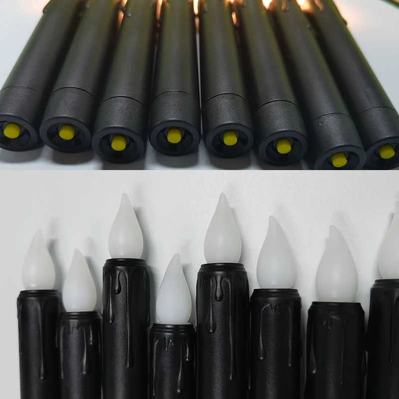 Black Flickering Led Candle with Timer Remote Emitting Color:Black 4 PCS 6