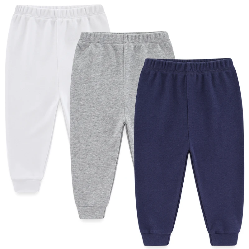 3Pieces Newborn Print Pants 100%Cotton Baby Boy Trousers 0-24M Baby Girl Pants Soft Solid Color Four Seasons Bebes 2