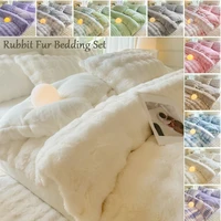 New Rabbit Fur Thickened Milk Velvet Duvet Cover Set Machine Washable Soft SkinFriendly Warm Bed Sheet for Home and Hotel 침구 풀세트