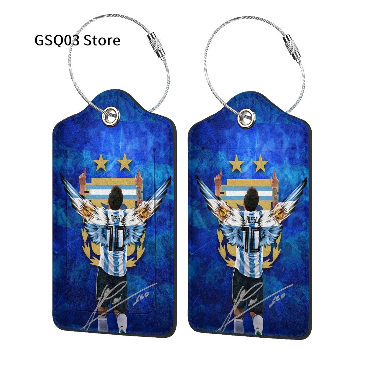 

Messi Luggage Tags for suitcases Abstract Leather Stainless Steel Loop Label Tag for Men Women Travel Bag Suitcase 1 PCS
