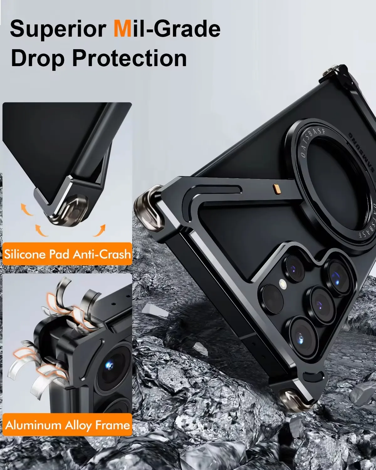 Metal MagSafe Z Shape Phone Case for Samsung Galaxy S24S25 Ultra - 360 Rotating Bracket Cover