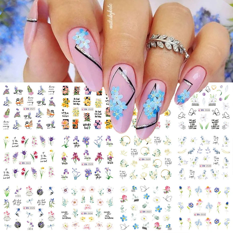 Stickers Décalcomanie Nail Art - Motifs Plumes Jaunes, Accessoire Ongles, Fabrication Française