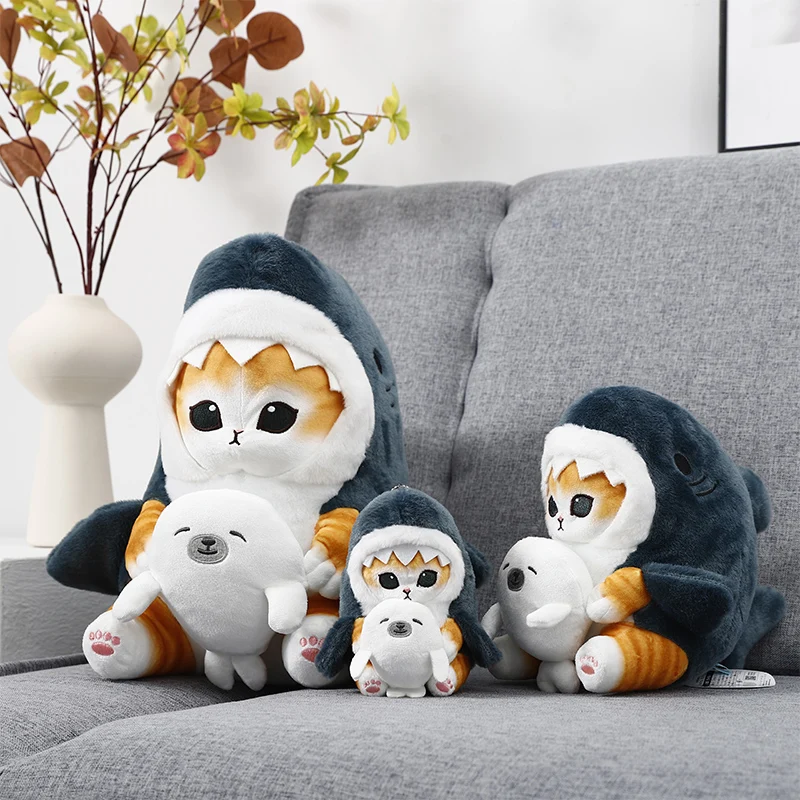봉제 상어 고양이 튀긴 새우 고양이 봉제 인형 펜던트 인형, 아름다운 방 자동차 가방 장식 펜던트 크리스마스 선물 키 체인