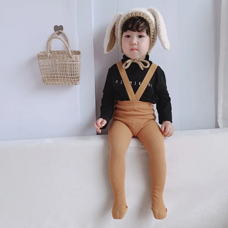 Cotton Baby Pantyhose Newborn Infant Pants High Waist Cross Straped Baby Leggings Boys Girls Pants