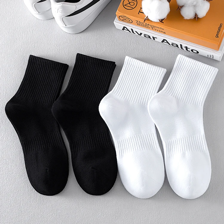 3Pairs/Lot Men Cotton Socks Black White Male Short Socks