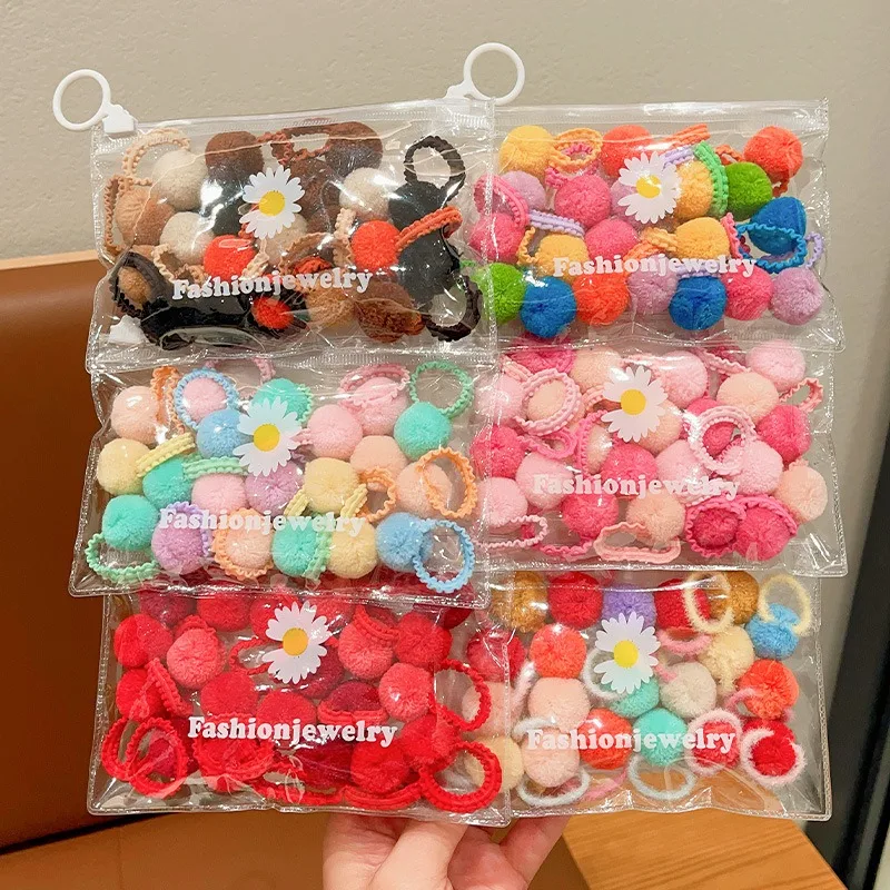 مجموعة كرة شعر لطيفة للأطفال ، أربطة شعر مطاطية مرنة ، ربطة شعر ، حبل حلقة شعر ، غطاء رأس للفتيات الصغيرات ، إكسسوارات للأطفال ، 20 *