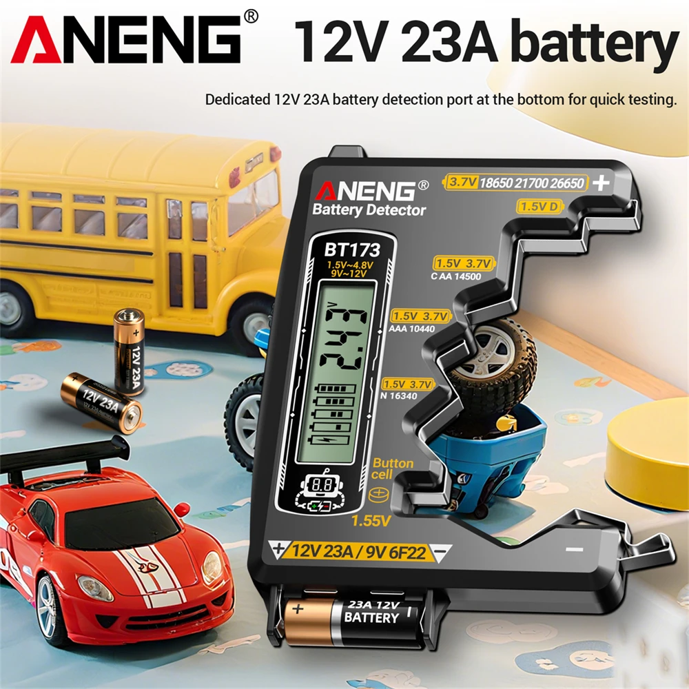 Tester batteria per tutte le batterie al litio 18650 Indicatore di capacità ANENG BT173 Analizzatore portatile Misuratore di tensione Strumenti per elettricisti - immagine 5