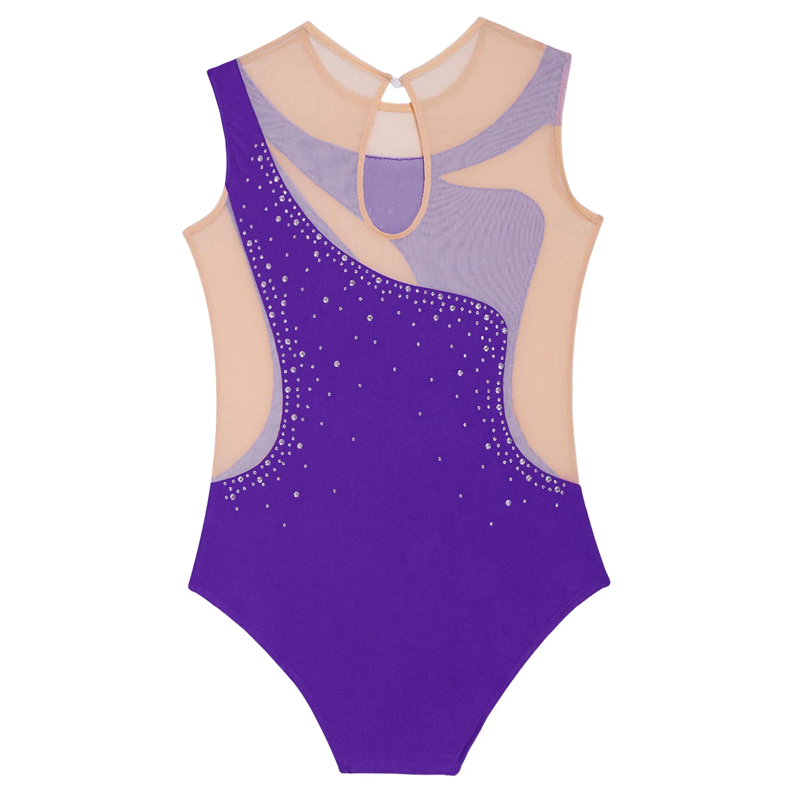 Kids Girls Ballet Gymnastics Leotard Figure Skating Performance Costume Sports Workout Dance Sheer Mesh Patchwork Yoga Bodysuit ballet leotard dance leotard