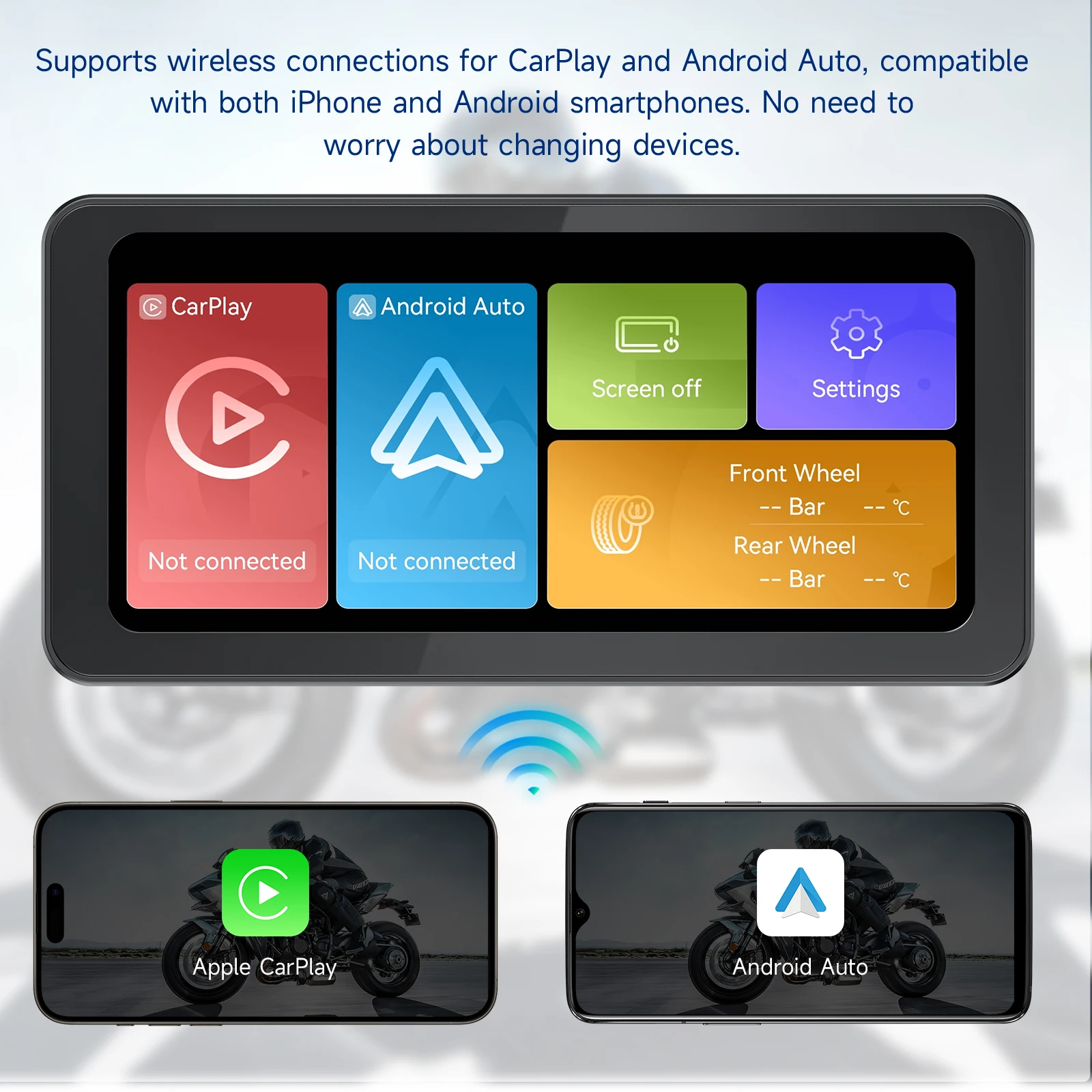 Spedal CL871P- 6.25" Motorcycle CarPlay ＆ Android Auto Screen Quick-Release Anti-Theft Mount +TPMS & Full Body Waterproof, GPS