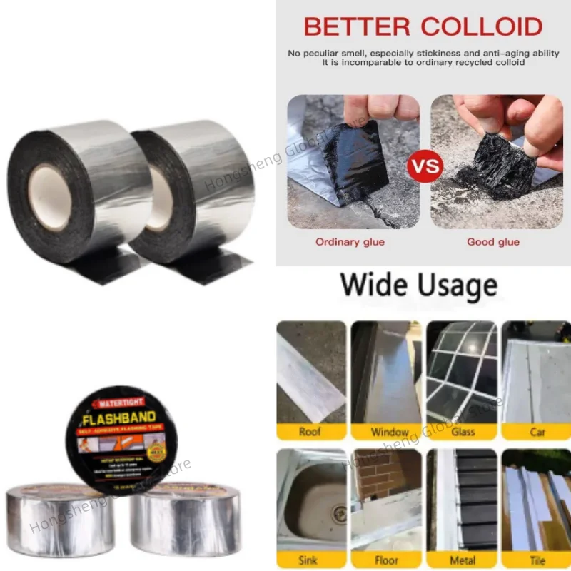 Super Sticky Aluminum Asptunnel Tape Resistência a Altas Temperaturas Impermeável Roof Stop Pipe Crack Duct Repair Seal Tapes Stop Leak