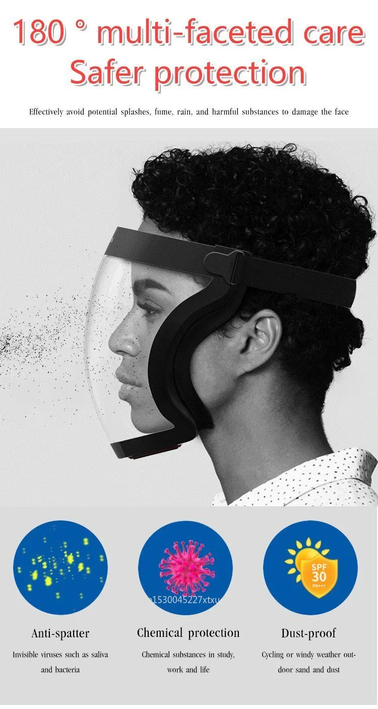 Super Protective Anti-Fog Face Shield Full Face Eye Shield Transparent Helmet Dust-proof Mask Cover Unisex Guard Cycling Glasses