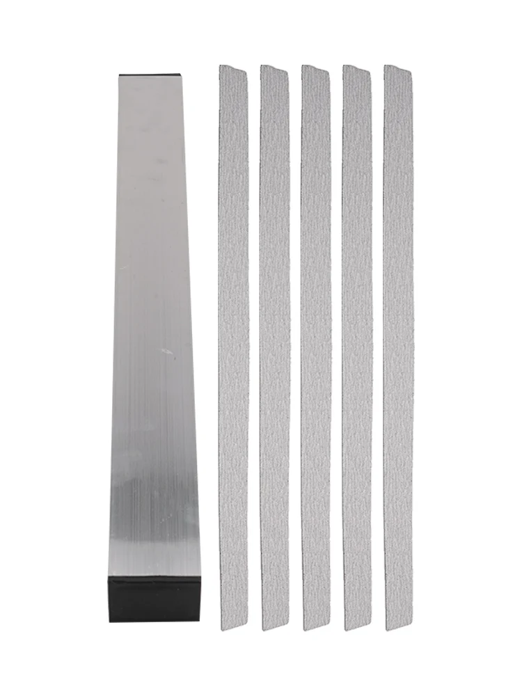 Komplettes Gitarrenbauer-Werkzeugset, Gitarrenhals-Bund-Nivellierstange mit 6 selbstklebenden Schleifpapier-Körnungen, präzises Polieren – Detail 5