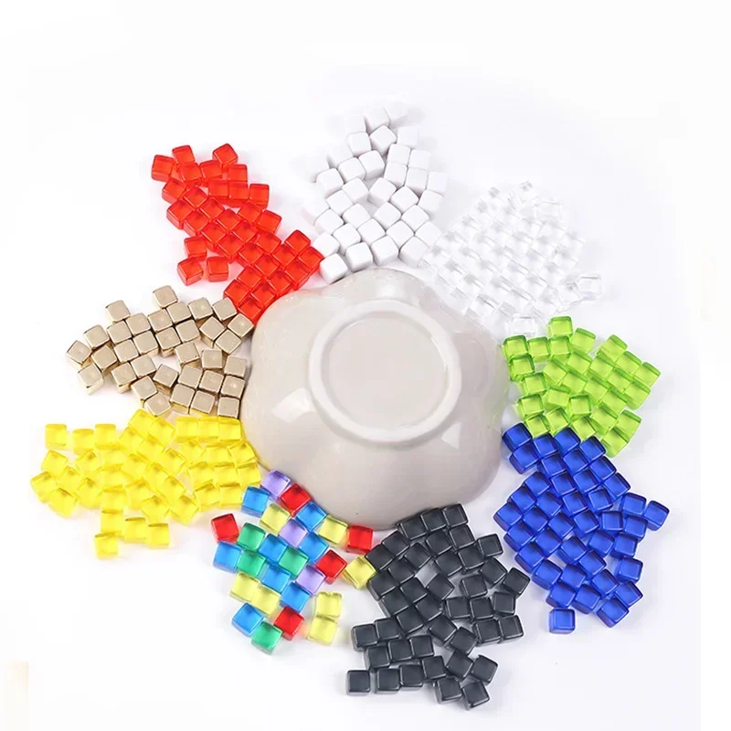 100Pcs/set Transparent/Opaque Square Corner Cube 9 Kinds Colorful Crystal Chess Pieces  Puzzle Game Accessory 8mm 100pcs jeoc certificated corner cube 25 4mm 1 diameter 19mm 0 75 height reflective prism copper